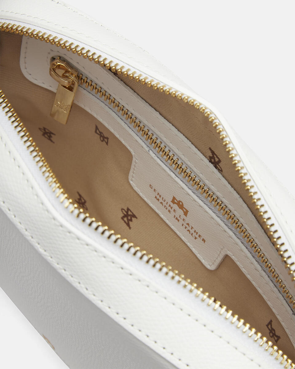 Bella clutch bag con tracolla in pelle e metallo Bianco  - Tracolla - Borse Donna - Borse - Cuoieria Fiorentina