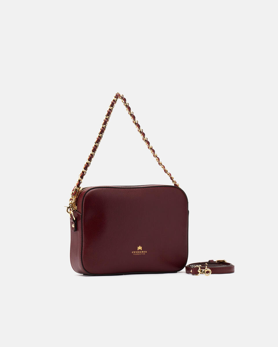 Bella clutch bag con tracolla in pelle e metallo Bordeaux  - Pochette - Borse Donna - Borse - Cuoieria Fiorentina