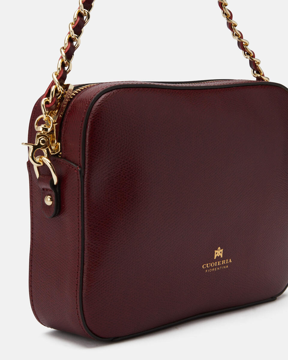 Bella clutch bag con tracolla in pelle e metallo Bordeaux  - Pochette - Borse Donna - Borse - Cuoieria Fiorentina