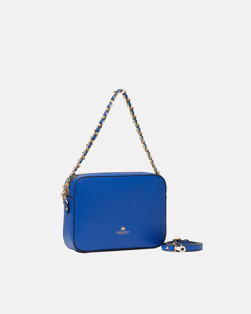 Bella clutch bag con tracolla in pelle e metallo Bluette  - Cuoieria Fiorentina