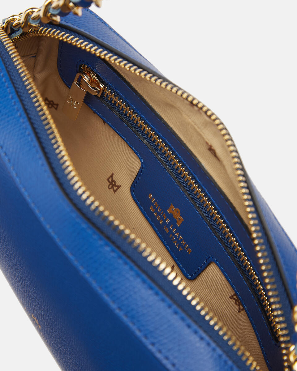 Bella clutch bag con tracolla in pelle e metallo Bluette  - Cuoieria Fiorentina