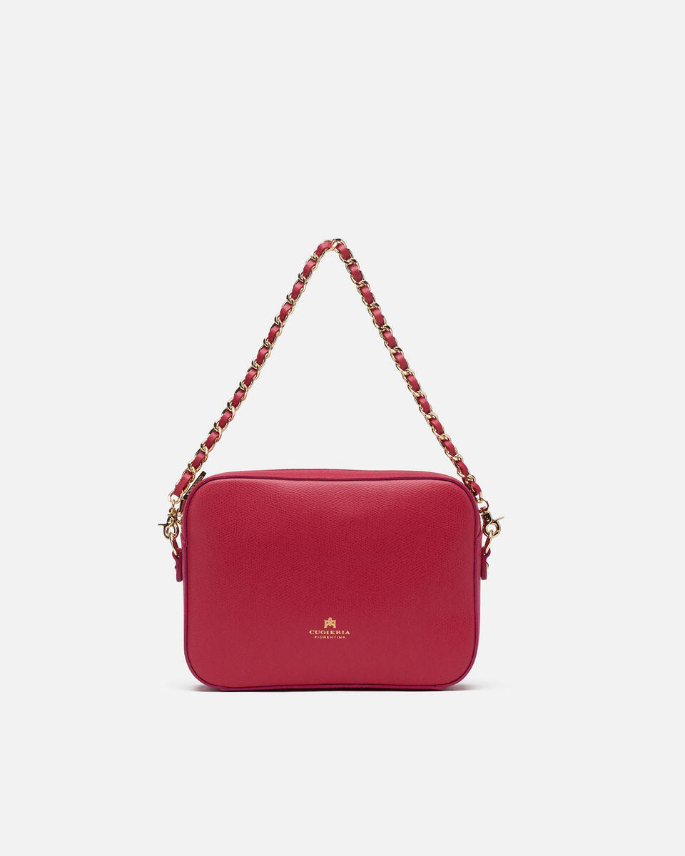 Bella clutch bag con tracolla in pelle e metallo Fucsia  - Mini Bags - Borse Donna - Borse - Cuoieria Fiorentina