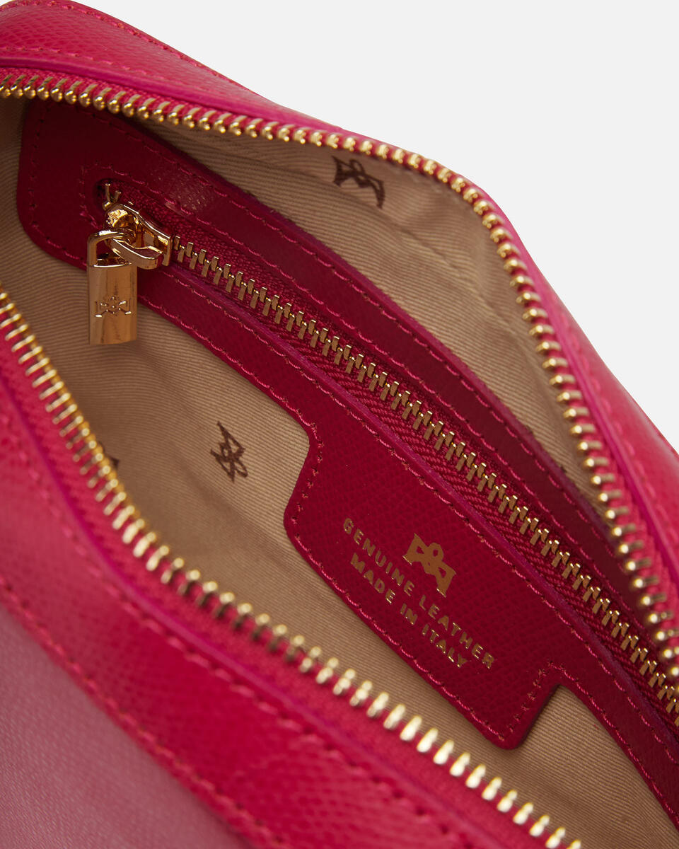 Bella clutch bag con tracolla in pelle e metallo Fucsia  - Mini Bags - Borse Donna - Borse - Cuoieria Fiorentina