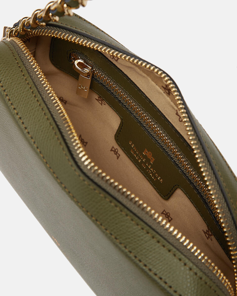 Bella clutch bag con tracolla in pelle e metallo MILITARE  - Tracolla - Borse Donna - Borse - Cuoieria Fiorentina