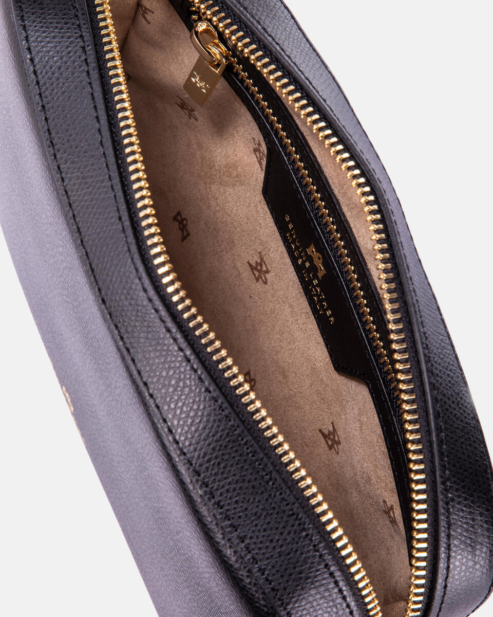 Bella clutch bag con tracolla in pelle e metallo Nero  - Mini Bag - Borse Donna - Borse - Cuoieria Fiorentina