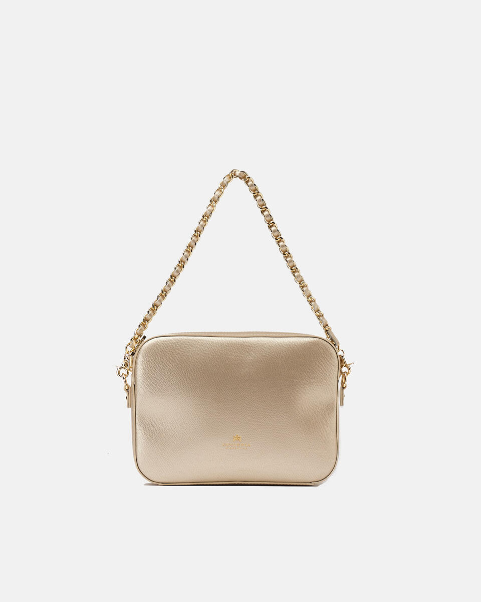 Bella clutch bag con tracolla in pelle e metallo Oro  - Tracolla - Borse Donna - Borse - Cuoieria Fiorentina