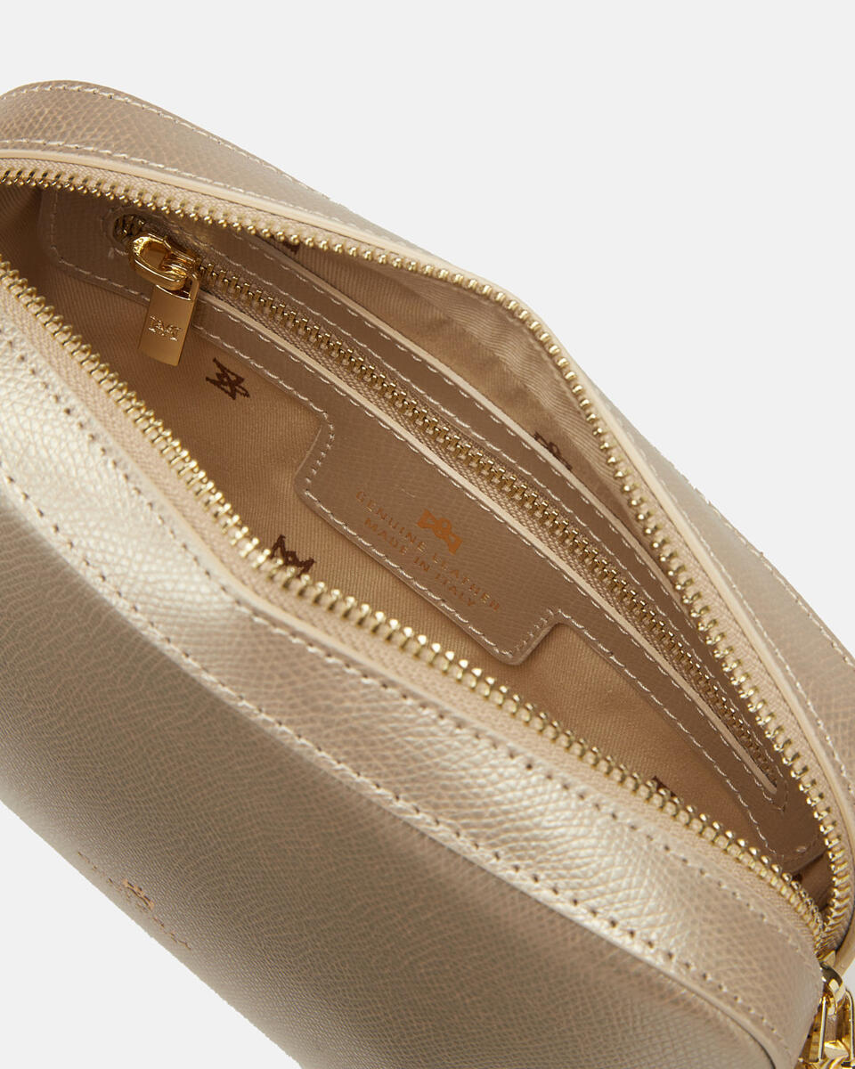 Bella clutch bag con tracolla in pelle e metallo Oro  - Tracolla - Borse Donna - Borse - Cuoieria Fiorentina