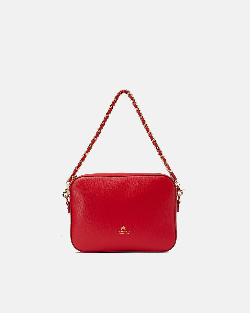 Bella clutch bag con tracolla in pelle e metallo Rosso  - Mini Bags - Borse Donna - Borse - Cuoieria Fiorentina