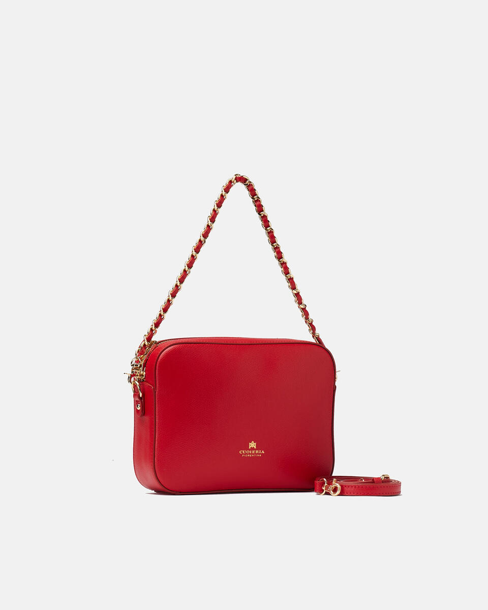 Bella clutch bag con tracolla in pelle e metallo Rosso  - Mini Bags - Borse Donna - Borse - Cuoieria Fiorentina