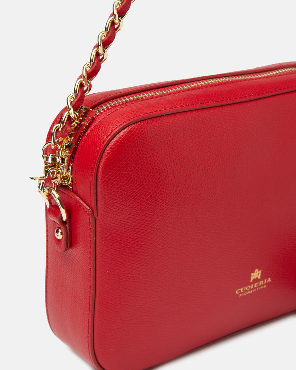 Bella clutch bag con tracolla in pelle e metallo Rosso  - Cuoieria Fiorentina