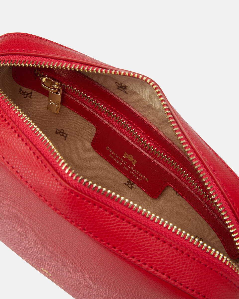 Bella clutch bag con tracolla in pelle e metallo Rosso  - Cuoieria Fiorentina