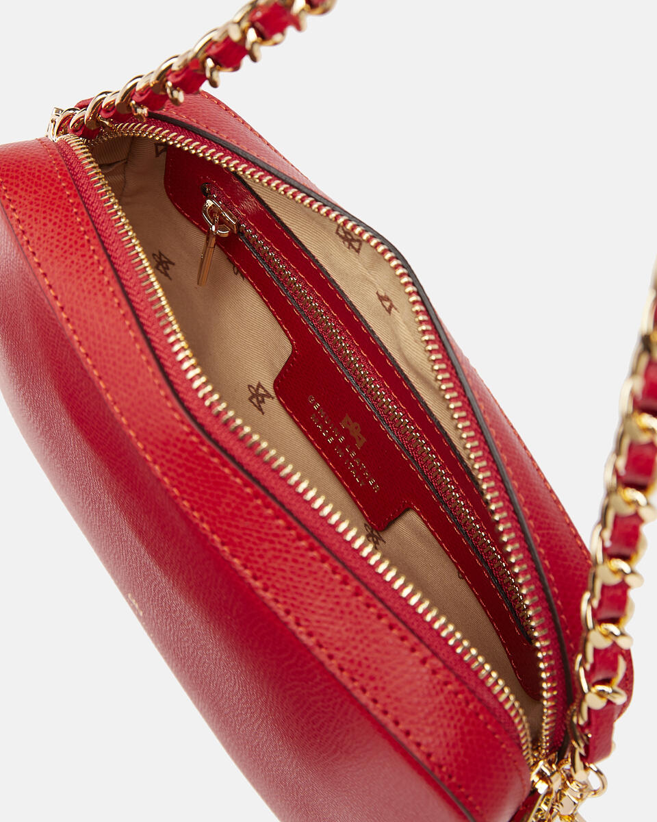 Bella clutch bag con tracolla in pelle e metallo Rubino  - Cuoieria Fiorentina