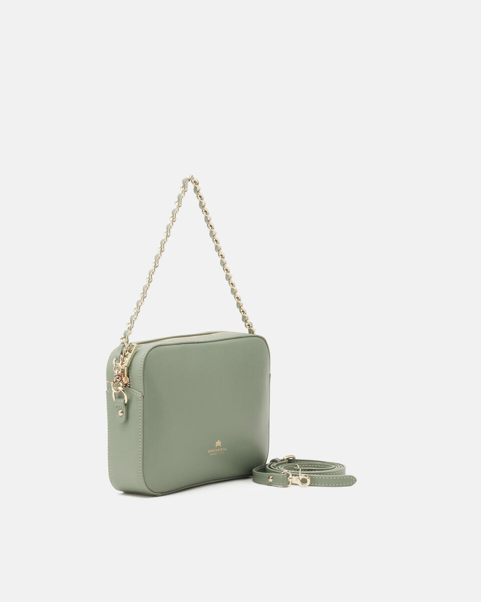 Bella clutch bag con tracolla in pelle e metallo Salvia  - Mini Bags - Borse Donna - Borse - Cuoieria Fiorentina