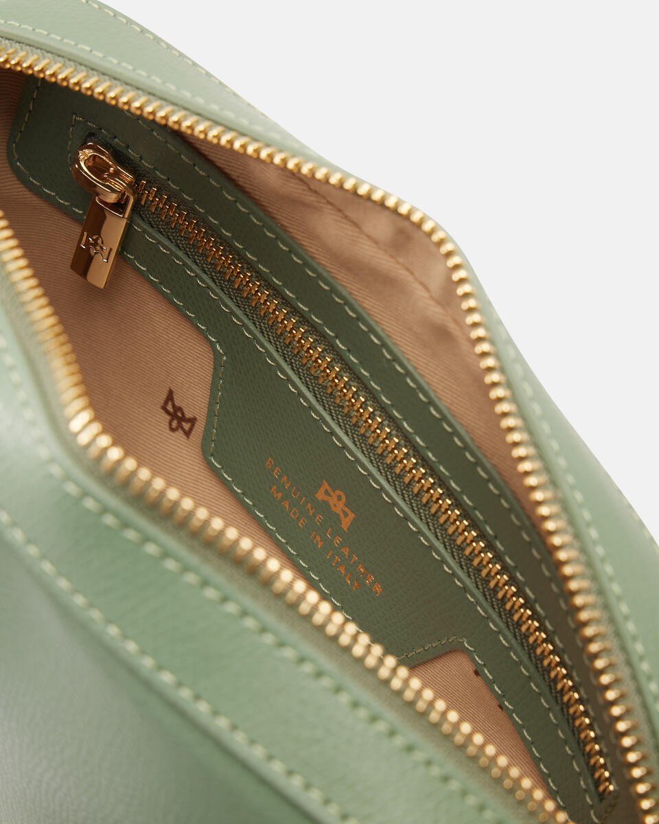 Bella clutch bag con tracolla in pelle e metallo Salvia  - Mini Bags - Borse Donna - Borse - Cuoieria Fiorentina