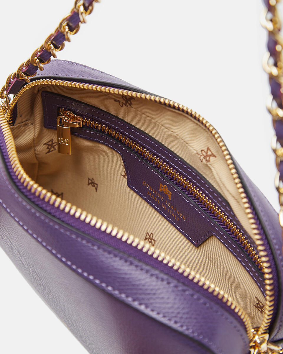 Bella clutch bag con tracolla in pelle e metallo Viola  - Borse - Special Price - Cuoieria Fiorentina