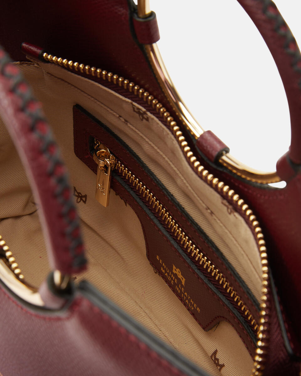 Oblò Mini Xbody in vitello palmellato Bordeaux  - Mini Bag - Borse Donna - Borse - Cuoieria Fiorentina
