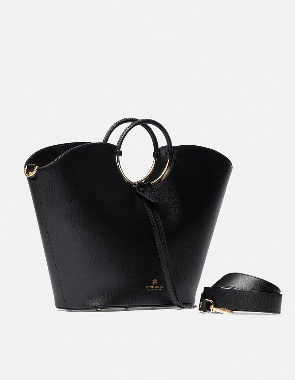 Oblò Maxi bag in vitello palmellato Nero  - Tote Bag - Borse Donna - Borse - Cuoieria Fiorentina