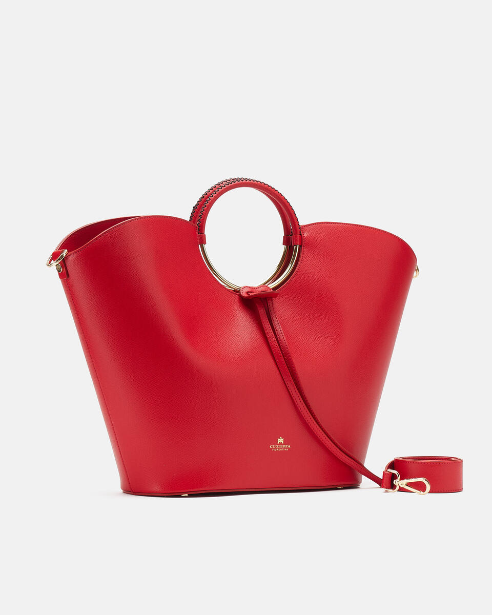 Oblò Maxi bag in vitello palmellato Rosso  - Tote Bag - Borse Donna - Borse - Cuoieria Fiorentina