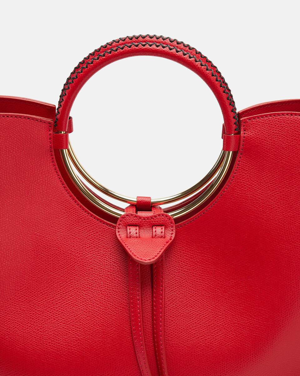Oblò Maxi bag in vitello palmellato Rosso  - Tote Bag - Borse Donna - Borse - Cuoieria Fiorentina