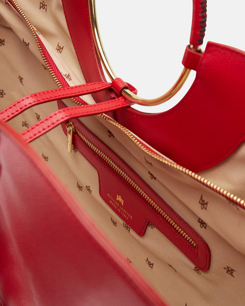 Oblò Maxi bag in vitello palmellato Rosso  - Tote Bag - Borse Donna - Borse - Cuoieria Fiorentina