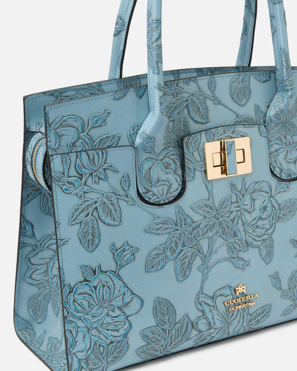 Large tote bag Light blue  - Cuoieria Fiorentina