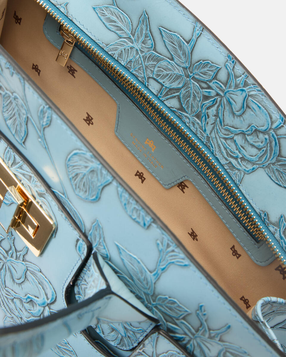Large tote bag Light blue  - Cuoieria Fiorentina