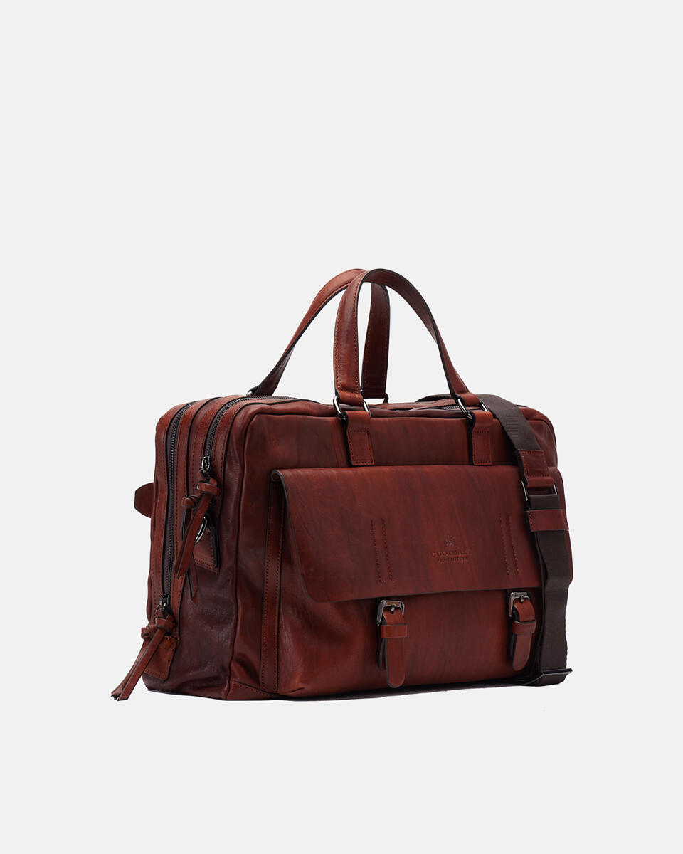 5586 Cartella Bourbon con tascadavanti una zip Caramba Marrone  - Cuoieria Fiorentina
