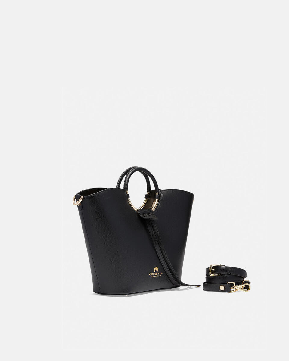 Oblò media in vitello palmellato NERO  - Tote Bag - Borse Donna - Borse - Cuoieria Fiorentina