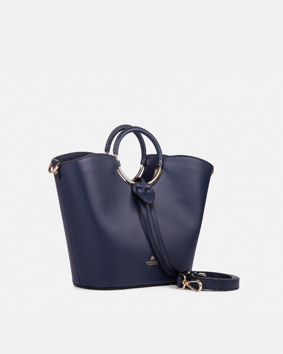 Oblò media in vitello palmellato NAVY  - Tote Bag - Borse Donna - Borse - Cuoieria Fiorentina