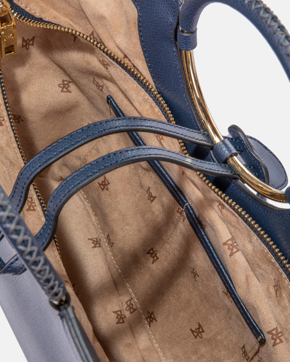 Oblò media in vitello palmellato NAVY  - Tote Bag - Borse Donna - Borse - Cuoieria Fiorentina