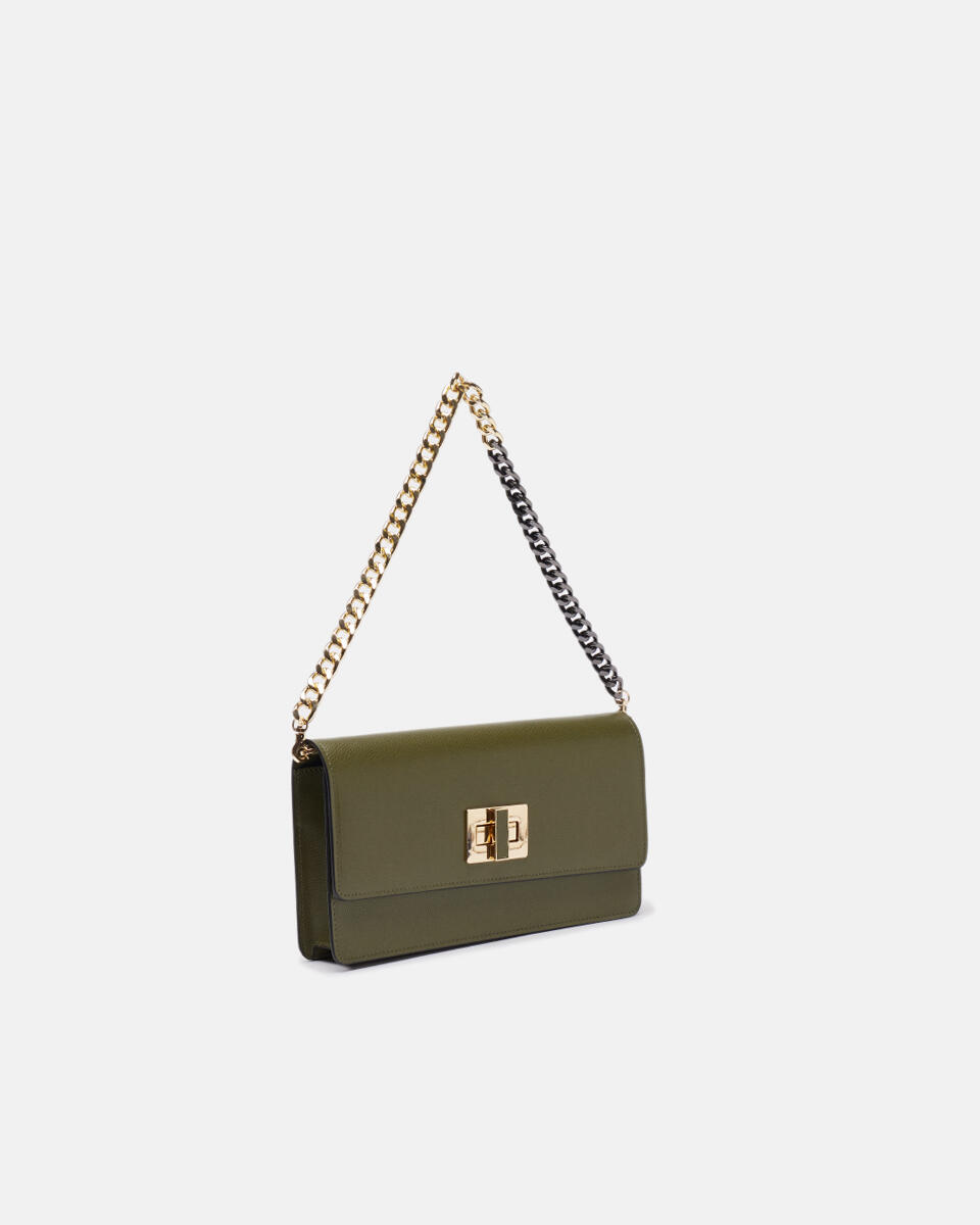 Bella borsa a spallavitello palmellato MILITARE  - Pochette - Borse Donna - Borse - Cuoieria Fiorentina