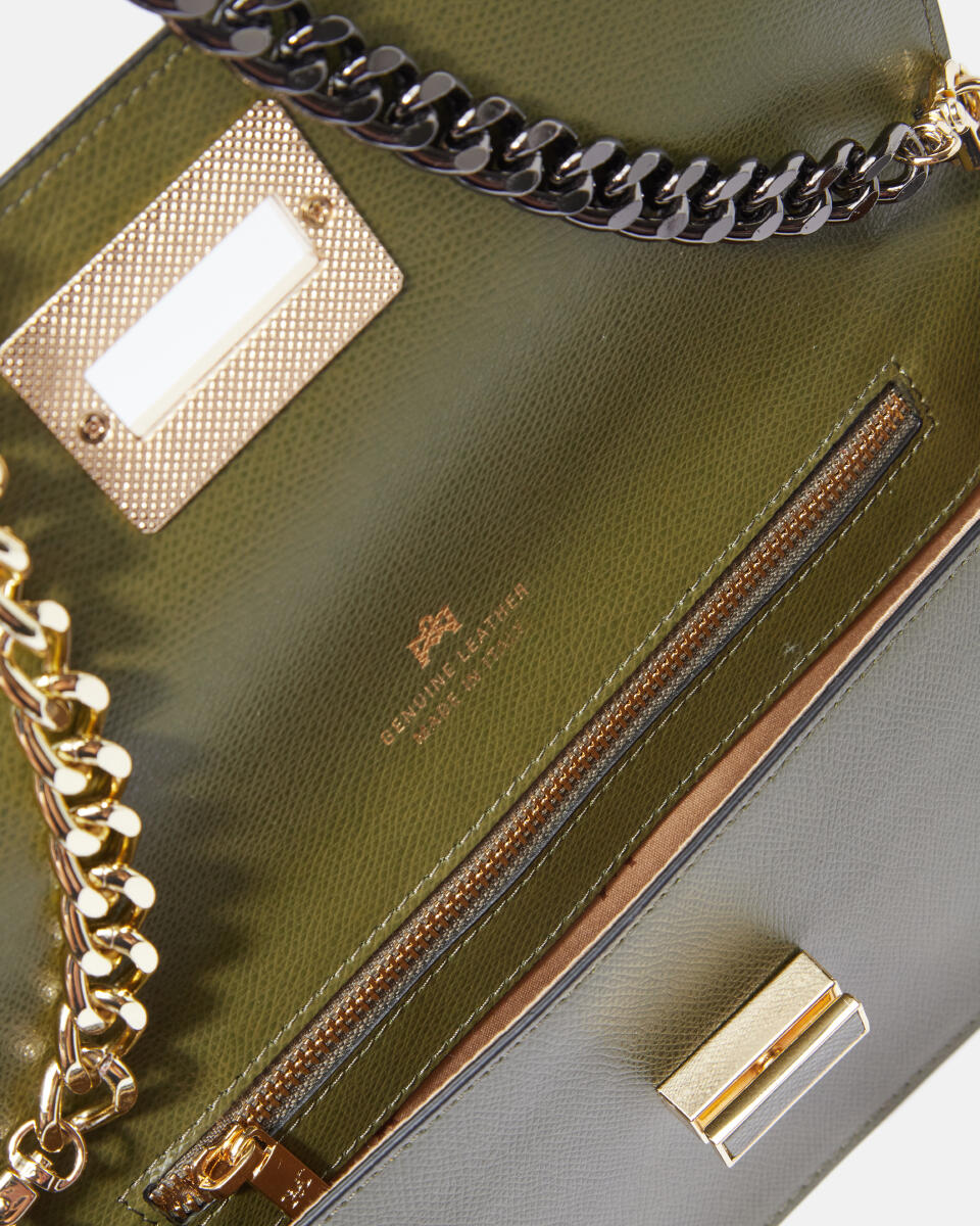Bella borsa a spallavitello palmellato MILITARE  - Pochette - Borse Donna - Borse - Cuoieria Fiorentina