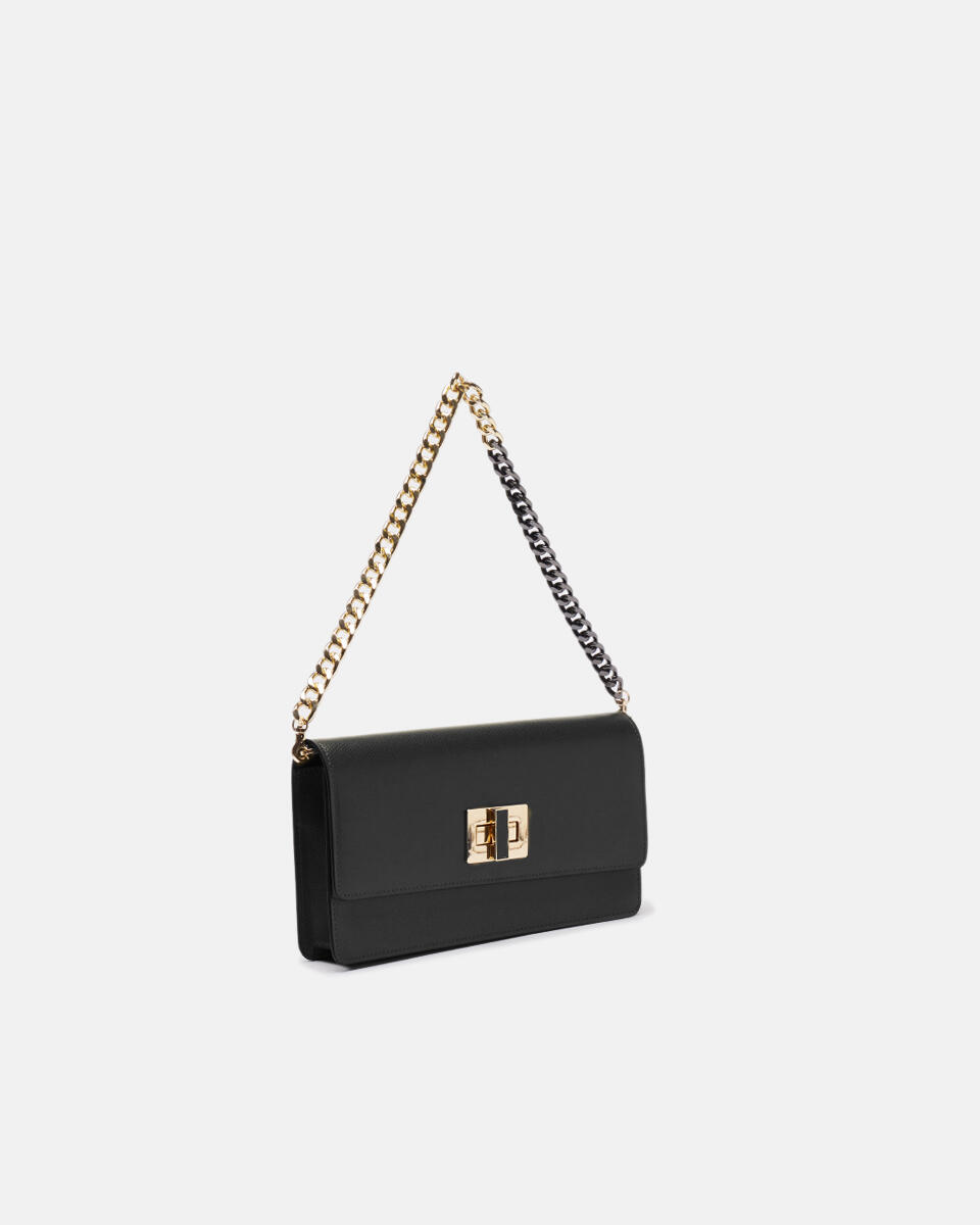 Bella borsa a spallavitello palmellato Nero  - Pochette - Borse Donna - Borse - Cuoieria Fiorentina