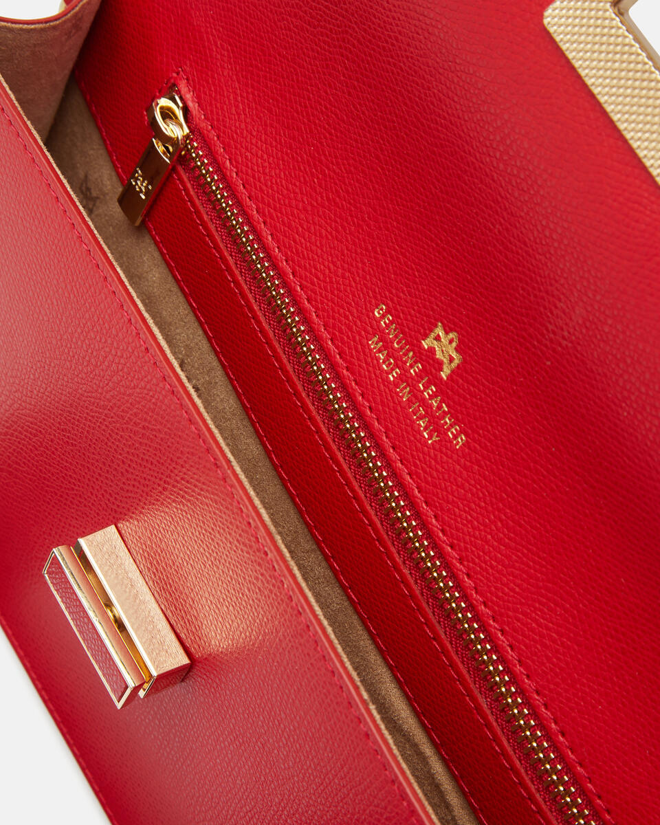 Bella borsa a spallavitello palmellato Rosso  - Pochette - Borse Donna - Borse - Cuoieria Fiorentina