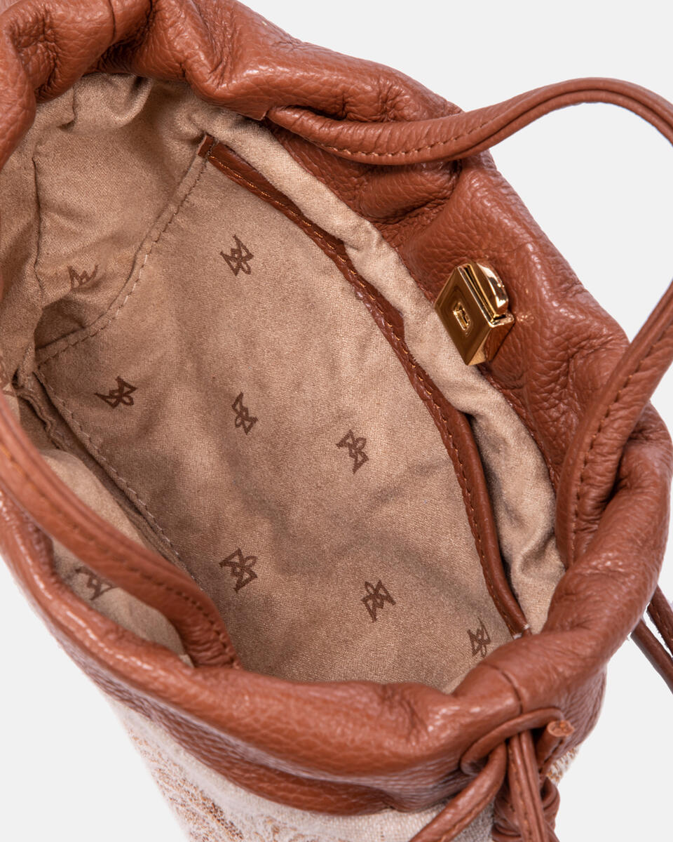 Air denim mini bag Caramel  - Cuoieria Fiorentina