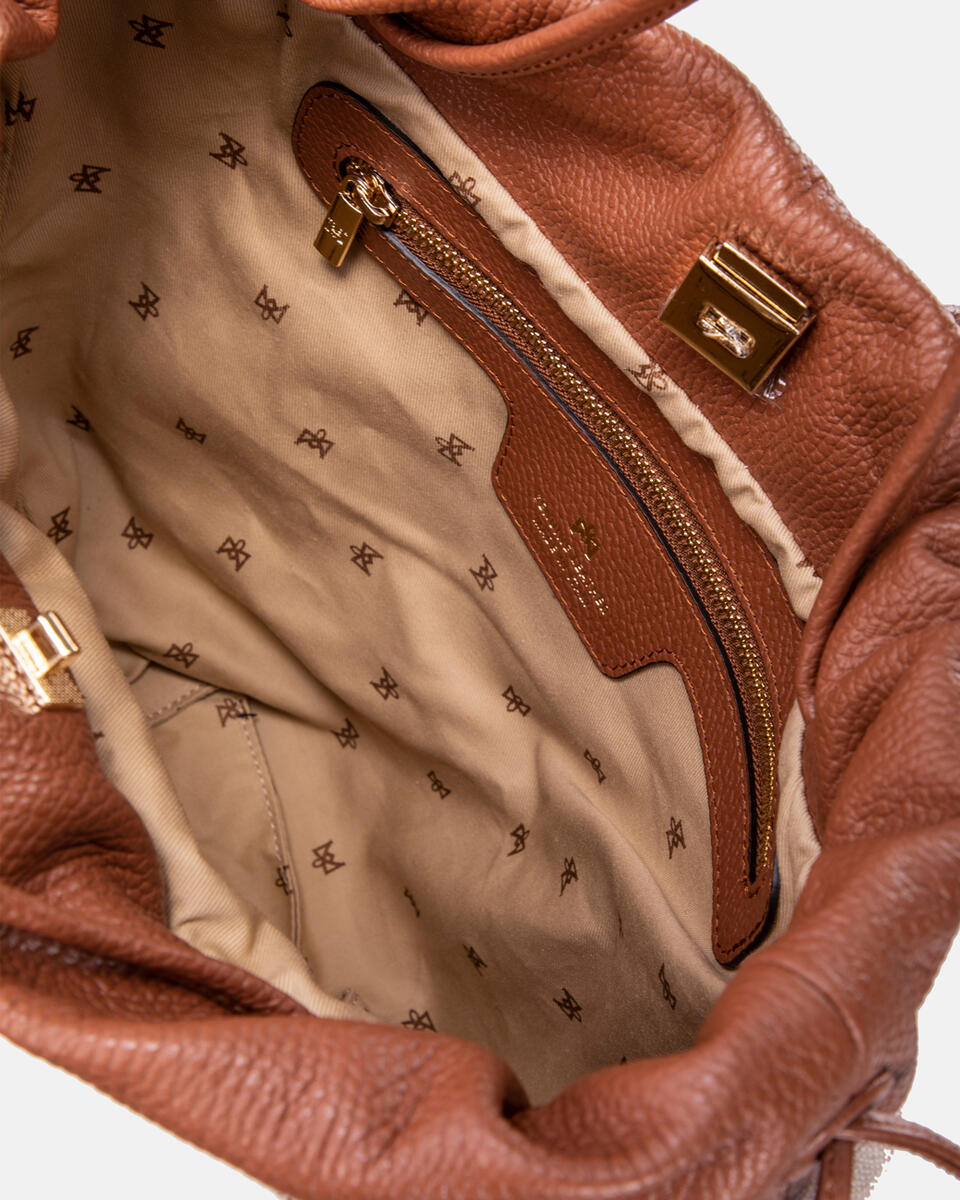 Air Denim backpack Caramel  - Cuoieria Fiorentina