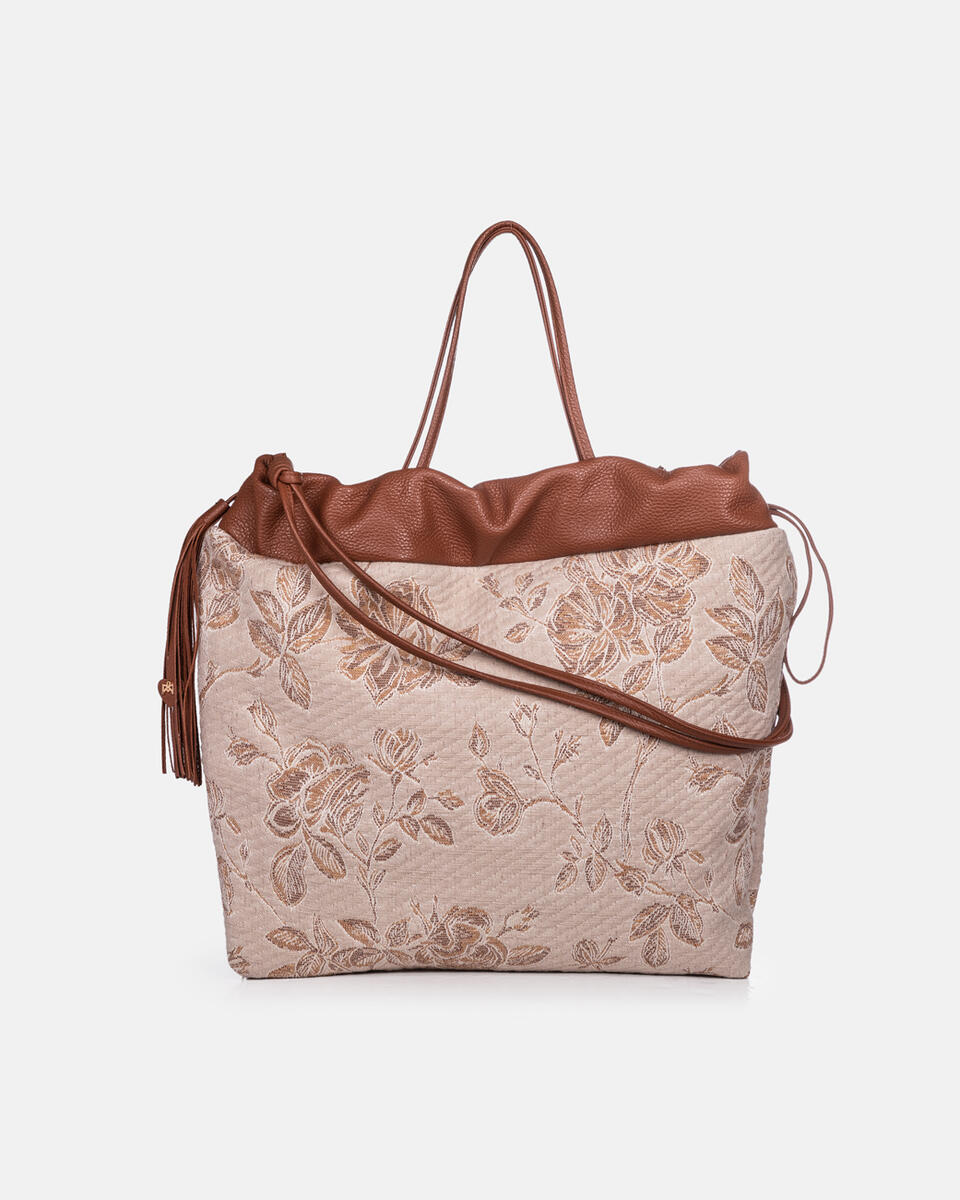 Air Denim Large shopping Caramel  - Cuoieria Fiorentina