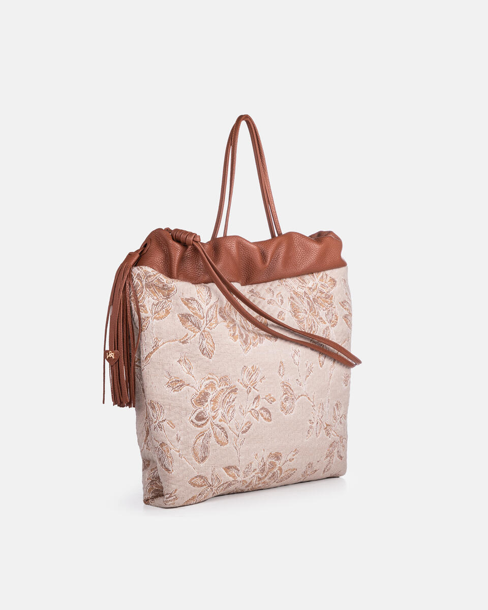 Air Denim Large shopping Caramel  - Cuoieria Fiorentina