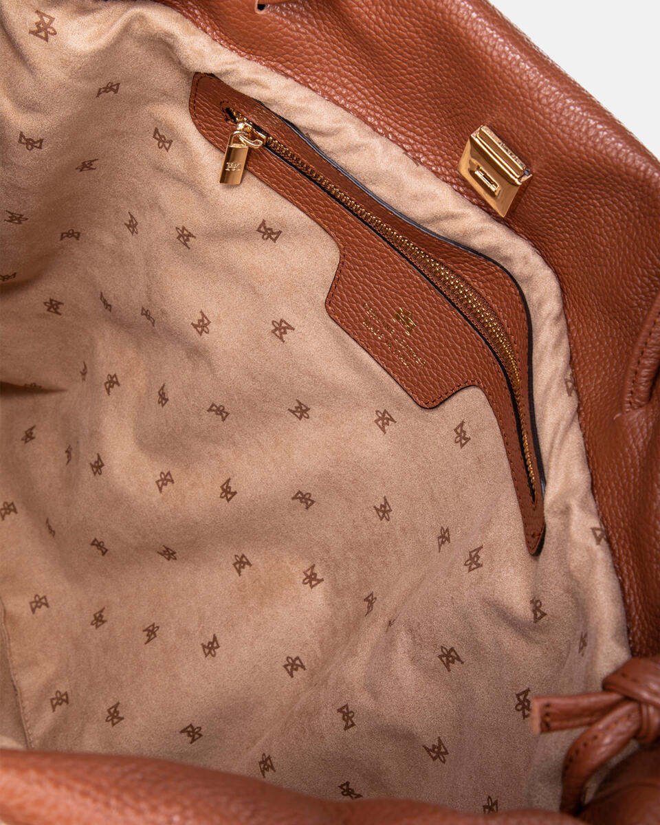 Air Denim Large shopping Caramel  - Cuoieria Fiorentina