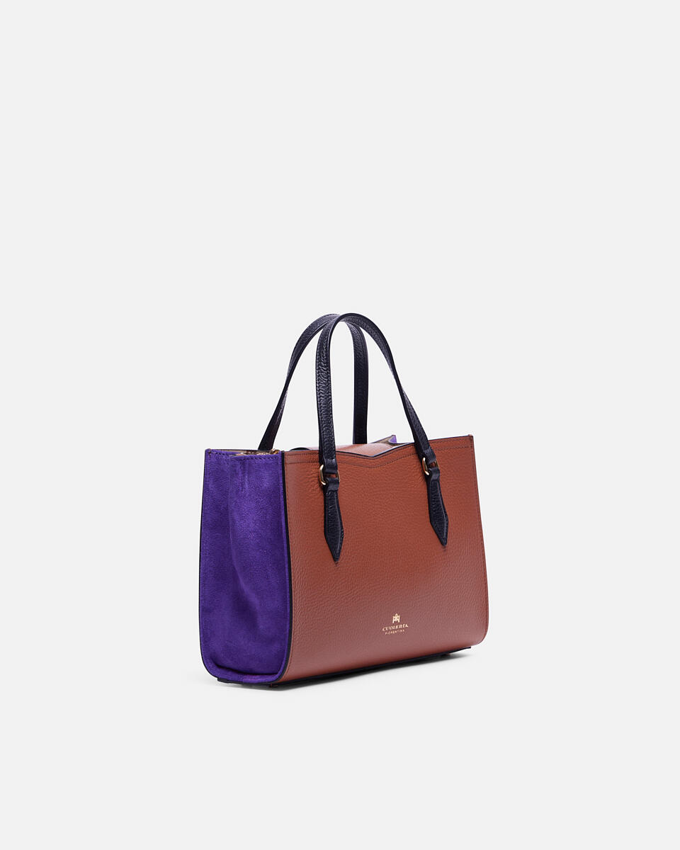 Small tote bag Caramelpurpleblack  - Cuoieria Fiorentina