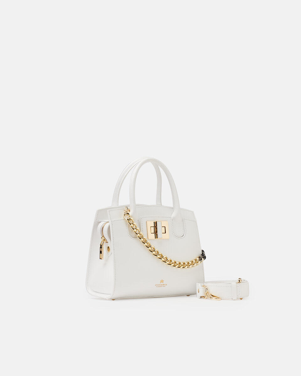 Bella Mini tote in Vitello micro grain Bianco  - Tote Bag - Borse Donna - Borse - Cuoieria Fiorentina