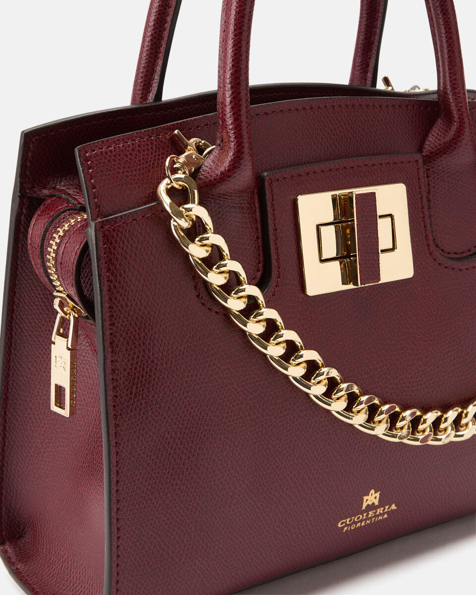 Bella Mini tote in Vitello micro grain Bordeaux  - Tote Bag - Borse Donna - Borse - Cuoieria Fiorentina
