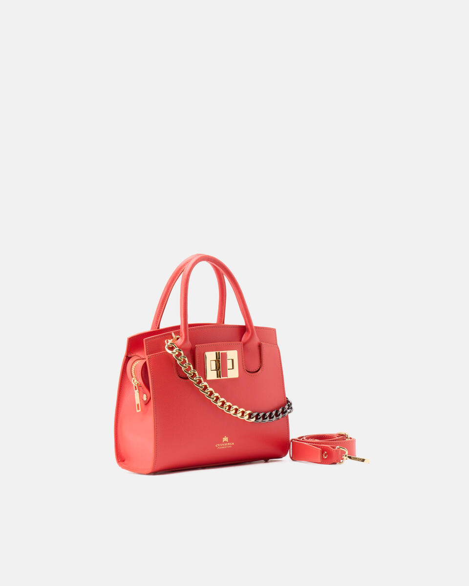 Bella Mini tote in Vitello micro grain Corallo  - Cuoieria Fiorentina