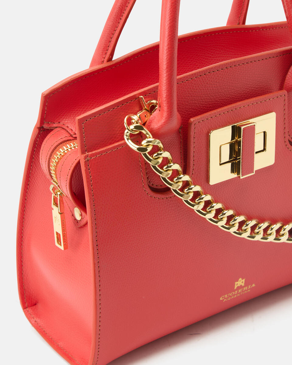 Bella Mini tote in Vitello micro grain Corallo  - Cuoieria Fiorentina