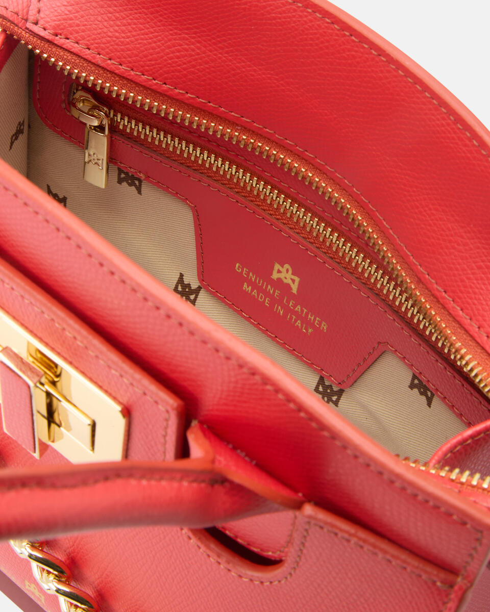 Bella Mini tote in Vitello micro grain Corallo  - Cuoieria Fiorentina