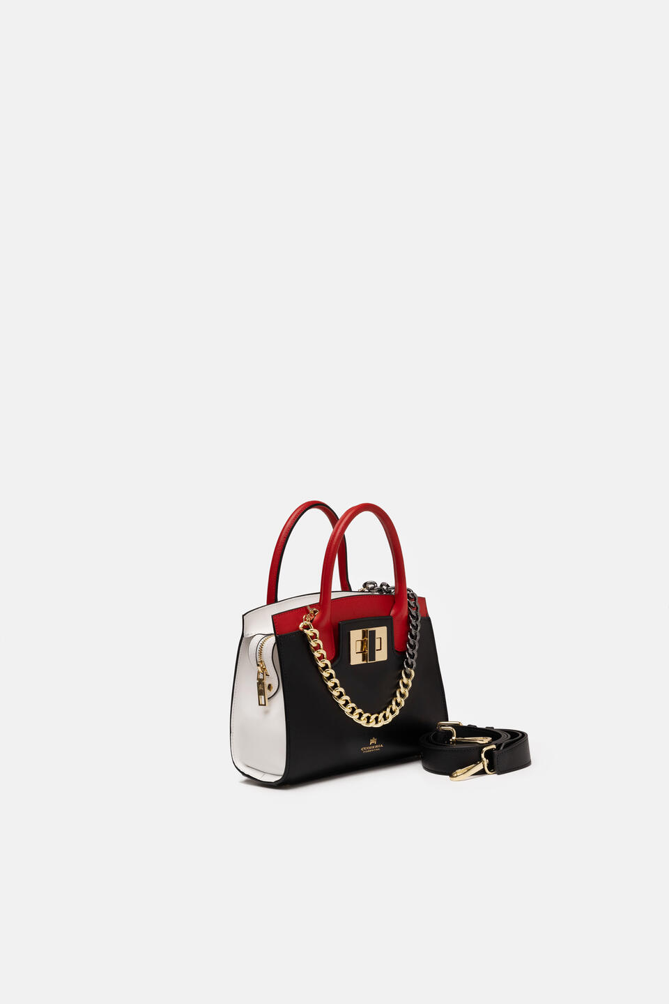 Bella Mini tote in Vitello micro grain Nerorossobianco  - Tote Bag - Borse Donna - Borse - Cuoieria Fiorentina