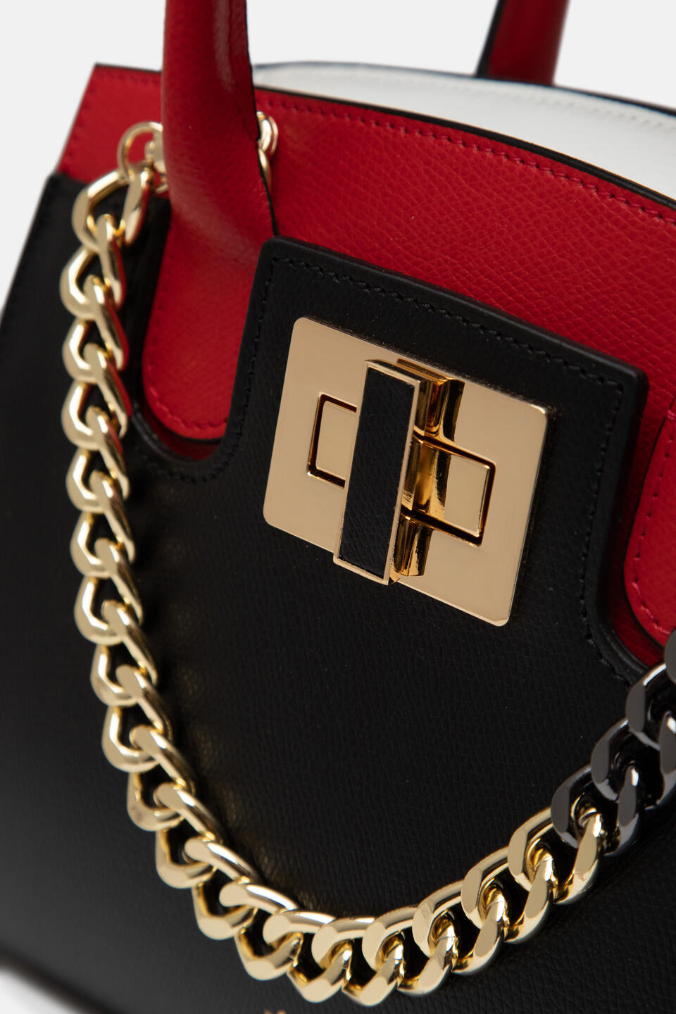Bella Mini tote in Vitello micro grain Nerorossobianco  - Tote Bag - Borse Donna - Borse - Cuoieria Fiorentina