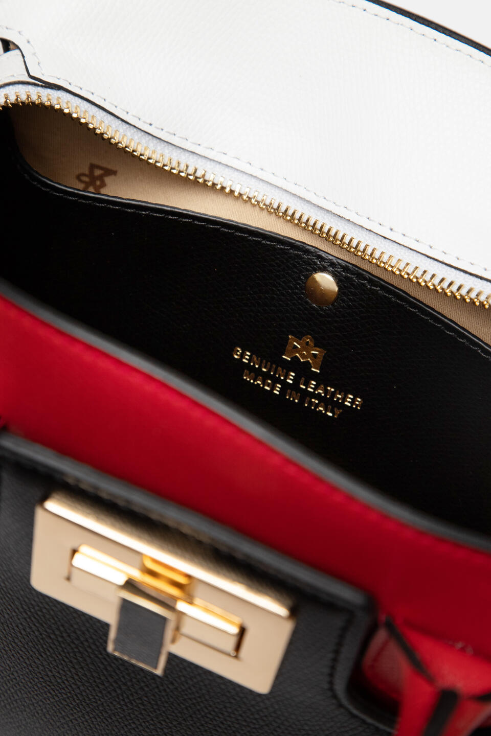 Bella Mini tote in Vitello micro grain Nerorossobianco  - Tote Bag - Borse Donna - Borse - Cuoieria Fiorentina