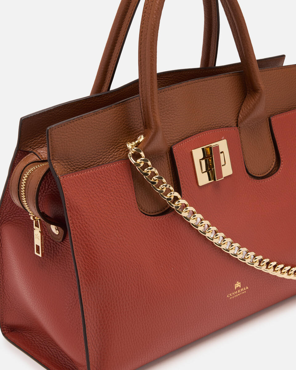 LARGE TOTE BAG Brickcaramel  - Tote Bags - Women's Bags - Bags - Cuoieria Fiorentina