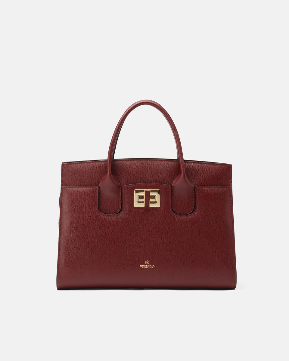 Bella large tote bag con accessorio metallo Bordeaux  - Tote Bag - Borse Donna - Borse - Cuoieria Fiorentina